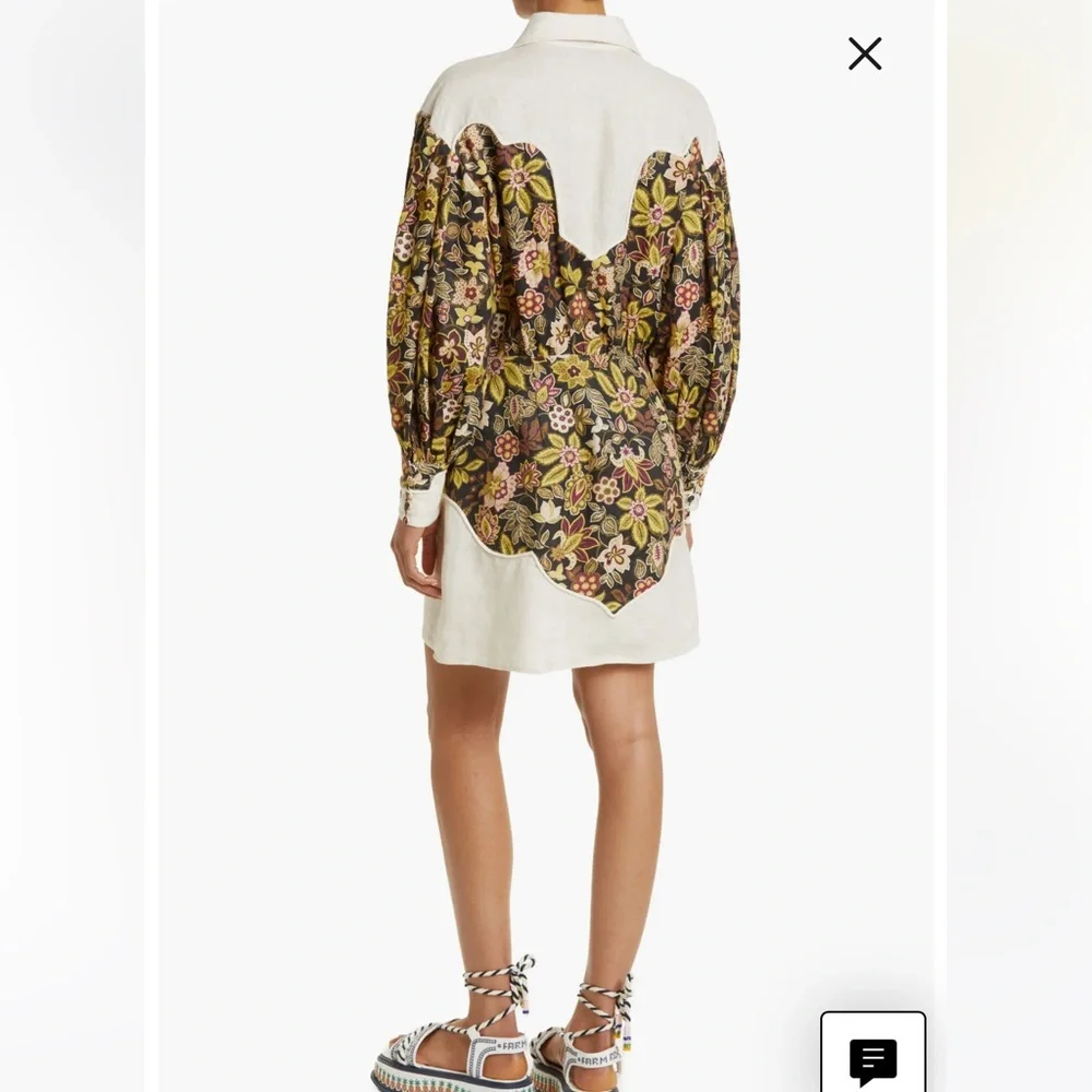 ALEMAIS Isabella Floral Panel Long Sleeve Linen Shirtdress - Picture 2 of 4